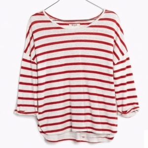 Madewell Audio Boat Neck Striped Tee Elbow Sleeves